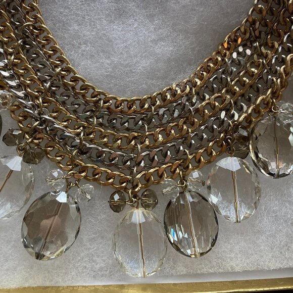 Jewelry - Mixed Metals Necklace with Dangling Glass Beads‎